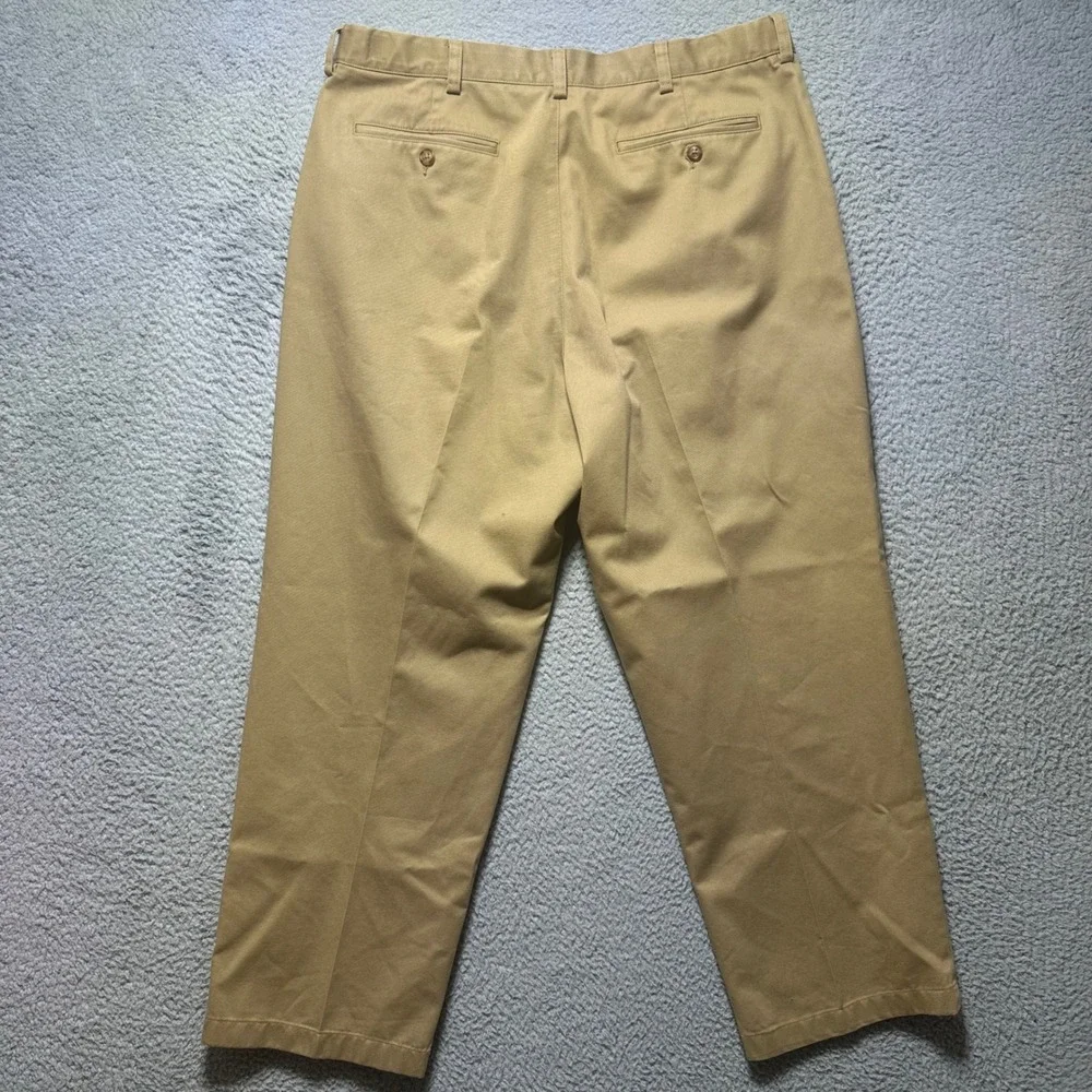 Vintage LLBean Comfort Waist Khaki Chino Pants Mens Size 38x29 Flat Front Cotton
